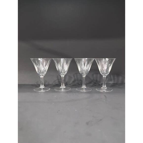 Art Deco Wine Glasses, Vintage Martini Glasses, Etched Glass Set of 4, Bar Decor - Picture 1 of 9